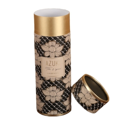 Biodegradowalny cylinder do herbaty Okrągły złoty stempel do żywności Papierowa tuba do herbaty liściastej