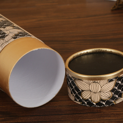 Biodegradowalny cylinder do herbaty Okrągły złoty stempel do żywności Papierowa tuba do herbaty liściastej