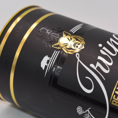 Okrągła tekturowa tuba na wino matowa lakierowana laminacja EVA włożona