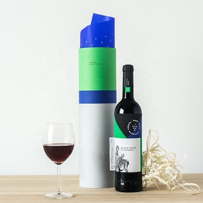 Pudełko do prezentacji butelek wina CMYK, pudełka kartonowe na wino w kształcie cylindra